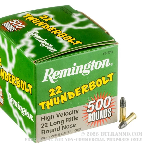 500Rounds of .22 LR Ammo by Remington Thunderbolt - 40gr LRN
