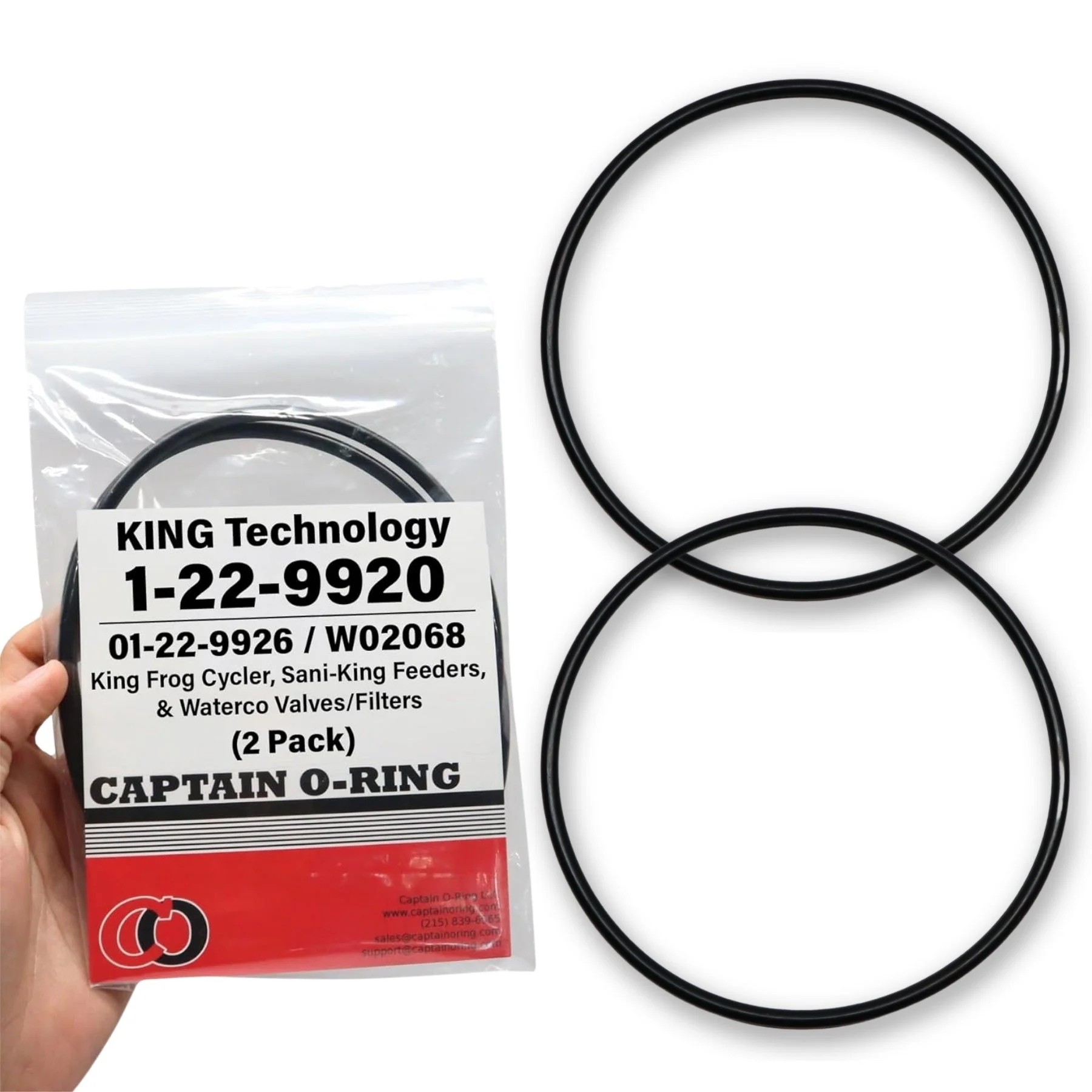 01-22-9920 / 01-22-9926 / W02068 O-Rings for King Frog Cycler, Sani-King Feeders, and Waterco Valves/Filters (2 Pack)