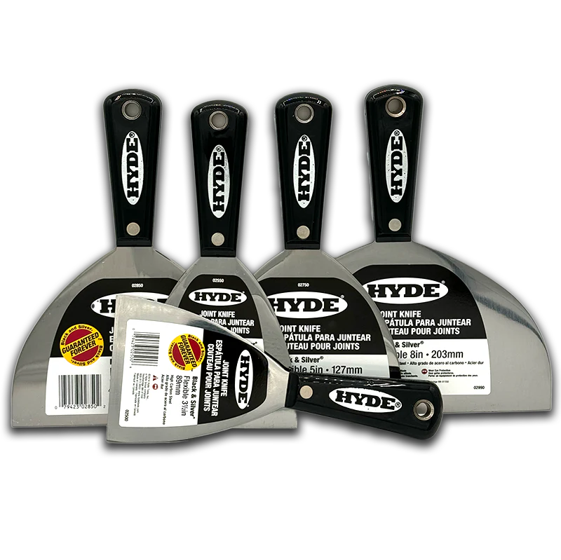 Black & Silver Carbon Steel Joint Knives 5 Pc. Set (3-1/2, 4, 5, 6 & 8″)