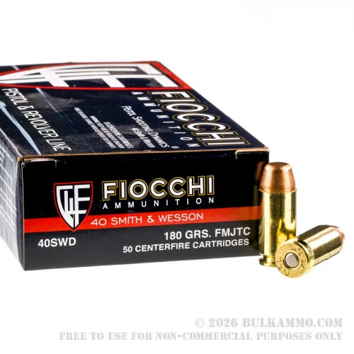 50 Rounds of .40 S&W Ammo by Fiocchi - 180gr FMJ