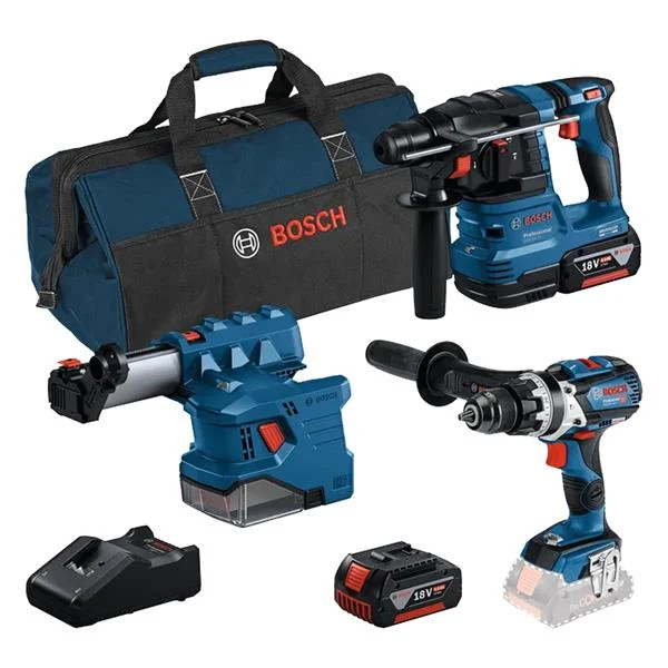 Bosch3pc Tool Kit 18v – GSB + GBH + GDE + 2 x 4.0Ah & Charger – 0615A5008A