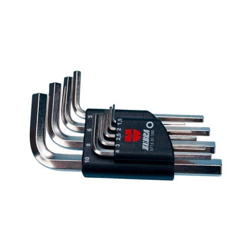 ZEBRA Allen Key Assortment with Plastic Holder – Short (9 Pieces – 1.5mm, 2mm, 2.5mm, 3mm, 4mm, 5mm, 6mm, 8mm, and 10mm)