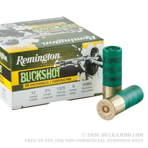 25 Rounds of 12ga Ammo by Remington -00 Buck