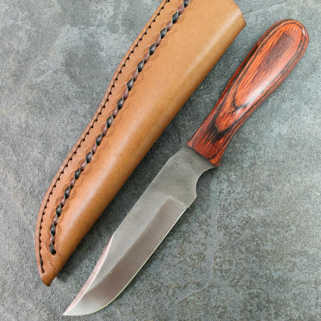 10.25″ Hunting Skinner Sawmill File Knife Tooled Leather Sheath SM-17