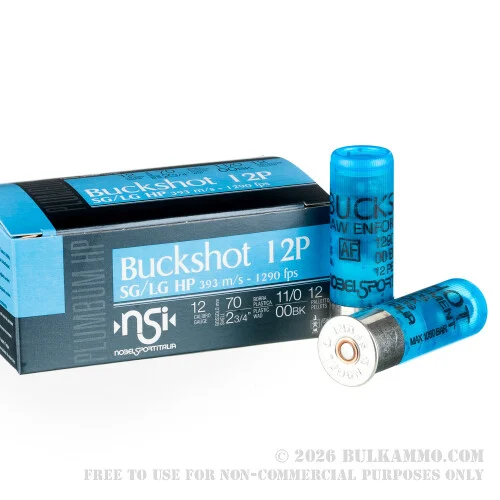 10 Rounds of 12ga Ammo by NobelSport LE - 2-3/4"00 Buck