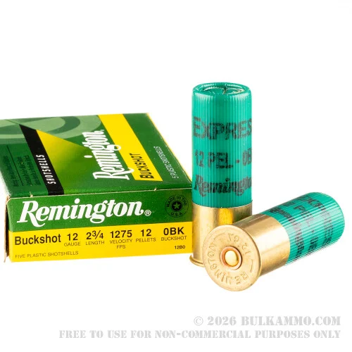 250 Rounds of 12ga Ammo by Remington -0 Buck