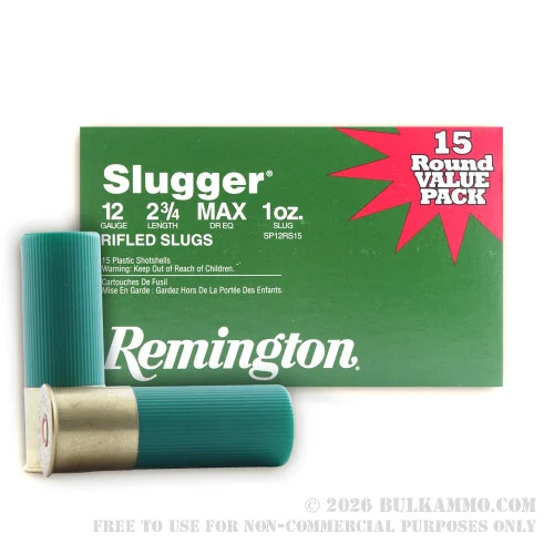 15 Rounds of 12ga Ammo by Remington - 1 ounce Rifled Slug
