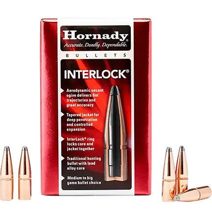 Hornady 3045 InterLock30 Cal .308 165 gr Boat Tail Spire Point 100 Per Box/ 15 Case