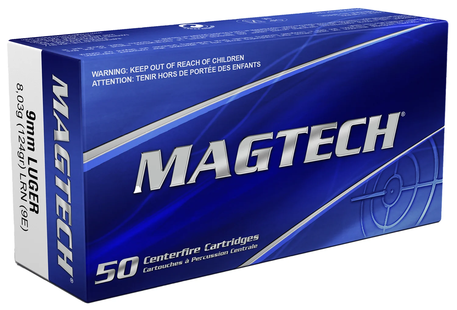 Magtech 9E Range/Training9mmLuger 124gr Lead Round Nose 50 Per Box/20 Case