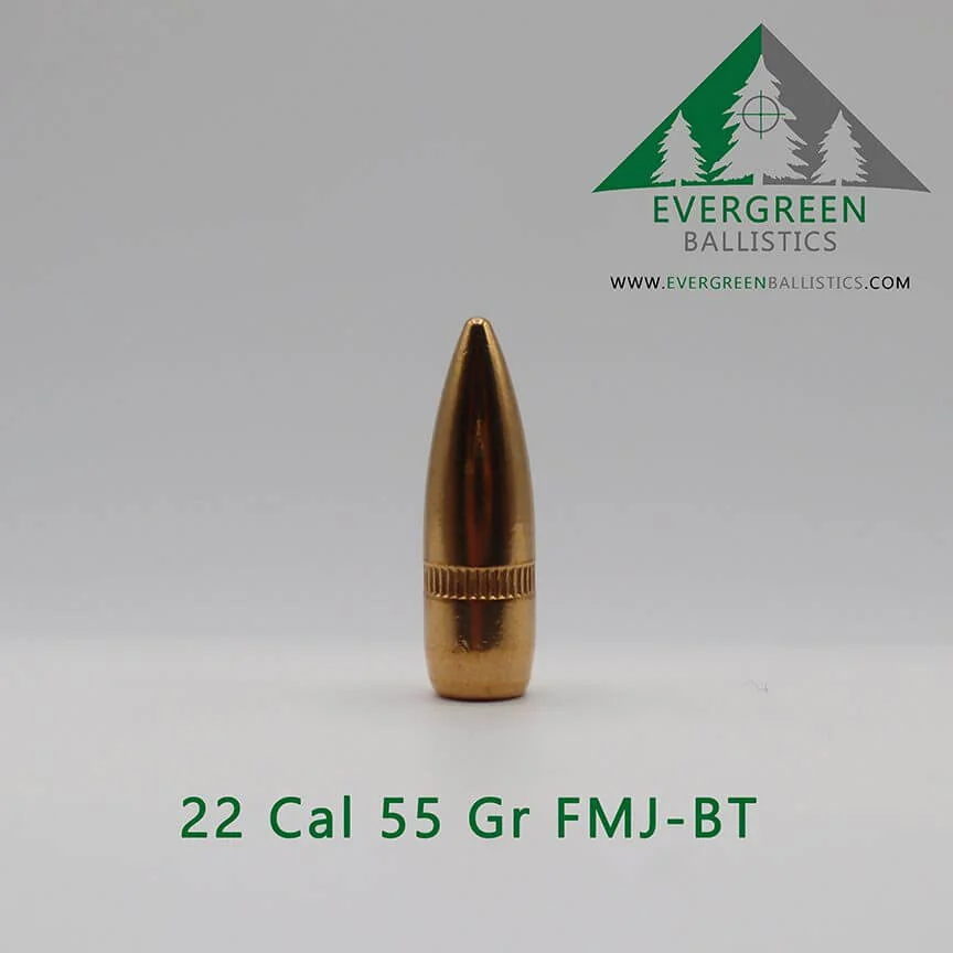 22 Cal (.224) 55 Grain FMJ-BT Bullets