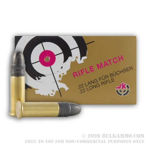 50 Rounds of .22 LR Ammo by SK Rifle Match - 40gr LRN