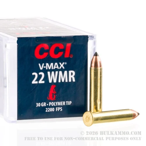 50 Rounds of .22 WMR Ammo by CCIV-Max - 30gr Polymer Tipped