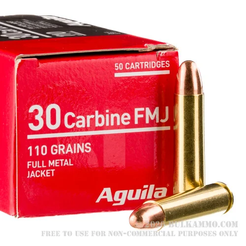 1000 Rounds of .30 Carbine Ammo by Aguila - 110gr FMJ