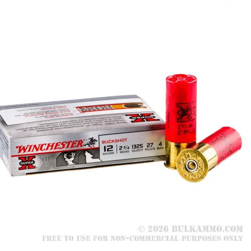 5 Rounds of 12ga Ammo by Winchester -#4 Buck