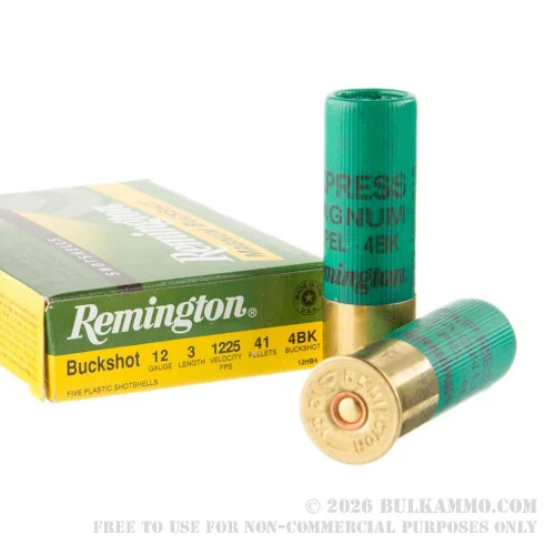 5 Rounds of 12ga 3" Ammo by Remington Express -#4 Buck