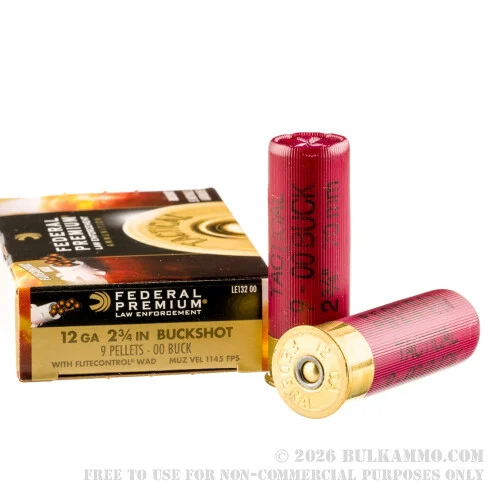 5 Rounds of 12ga Ammo by Federal LE with FliteControl Wad-00 Buck