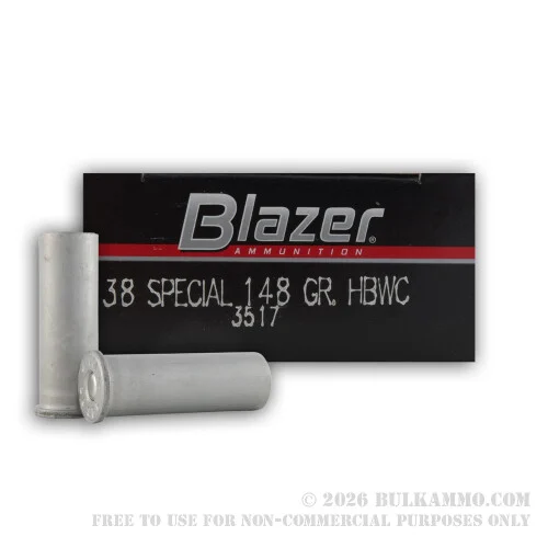 50 Rounds of .38 Spl Ammo by Blazer - 148gr HBWC