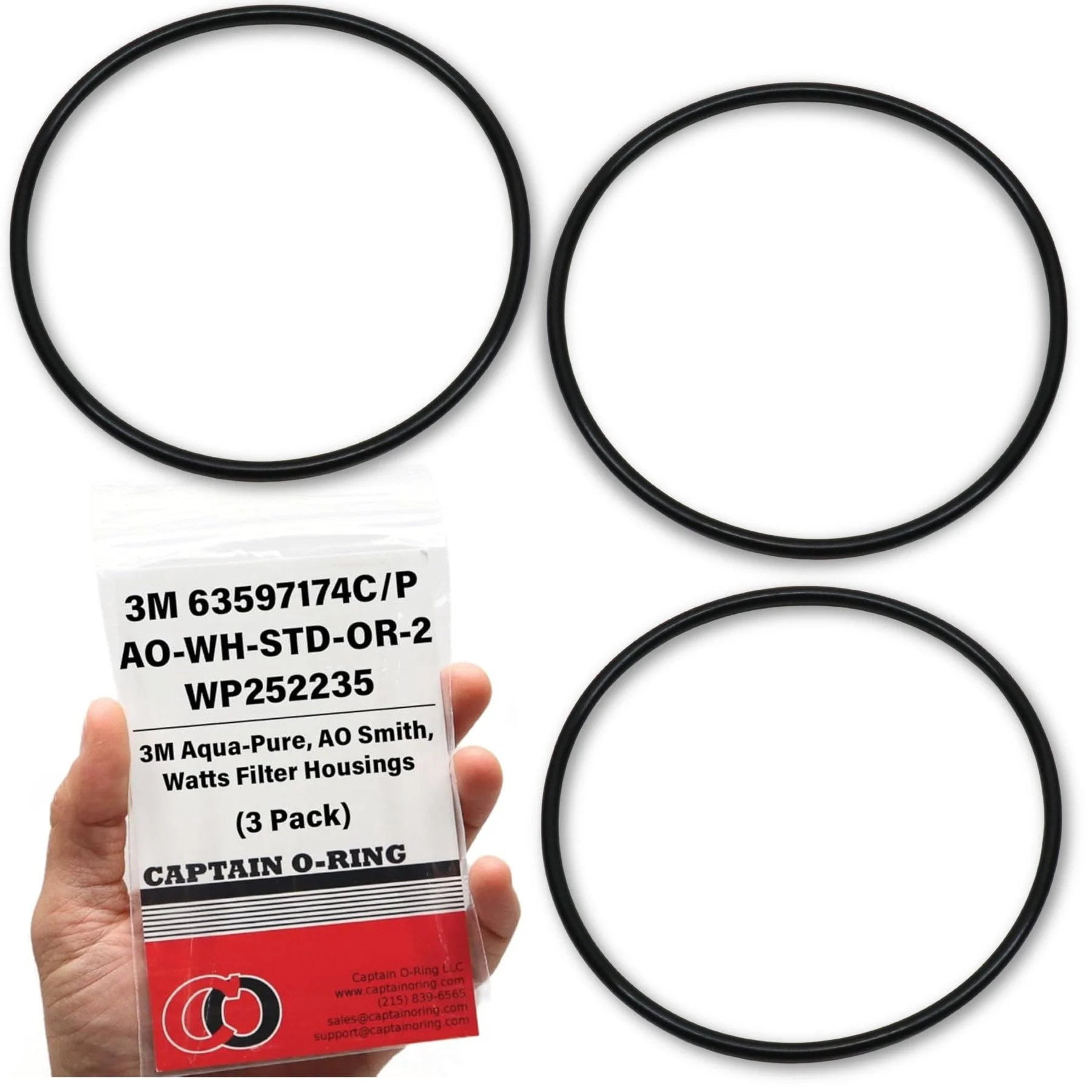 3M Aqua-Pure 63597174C / 63597174P / ORG006 / WP252235 / AO-WH-STD-OR-2 O-Rings [3 Pack]