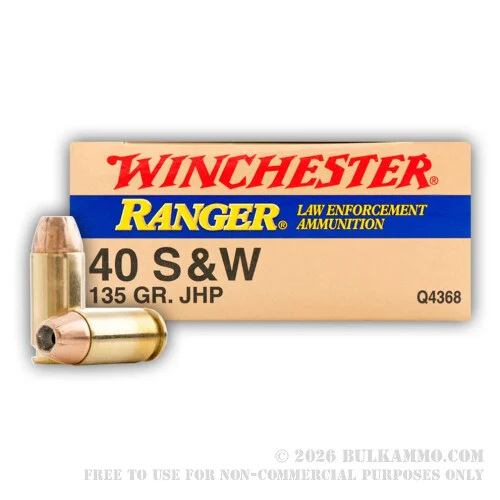 500Rounds of .40 S&W Ammo by Winchester Ranger - 135gr JHP