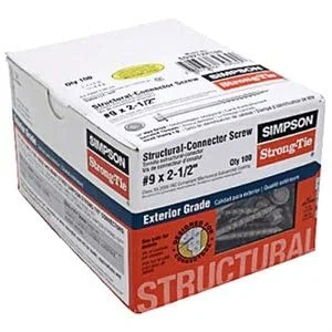 Simpson Strong-Tie SD9212R100-R #9×2-1/2 Hex Drive Hex Head Mechanically Galvanized Steel Structural Screws, 100/Box