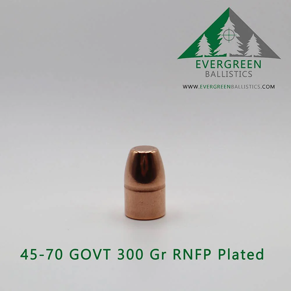.458 Caliber (.458) 300 Grain Round Nose Flat Point Plated Bullets
