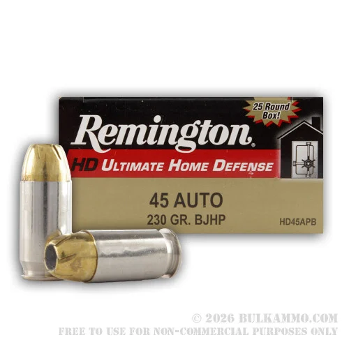 25 Rounds of .45 ACP Ammo by Remington Home Defense - 230gr JHP