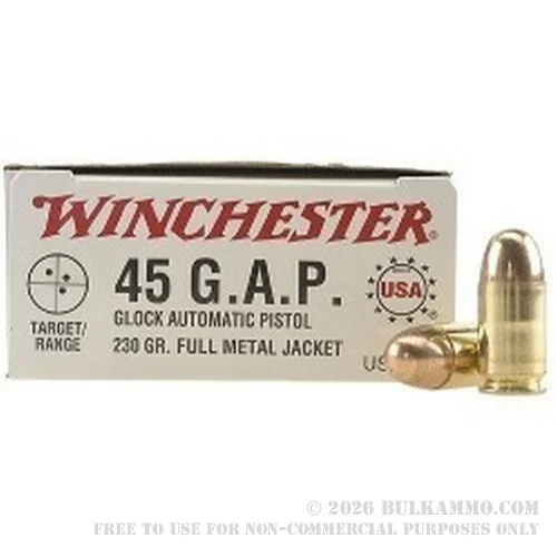 50 Rounds of .45 GAP Ammo by Winchester - 230gr FMJ