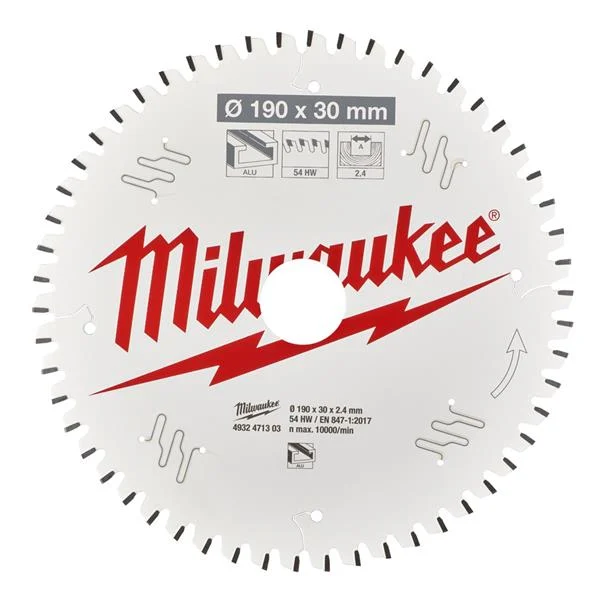 MilwaukeeCircular Saw Blade for Hand Held Circular Saws – 190X30X2.4X54T – 1pc – 4932471303