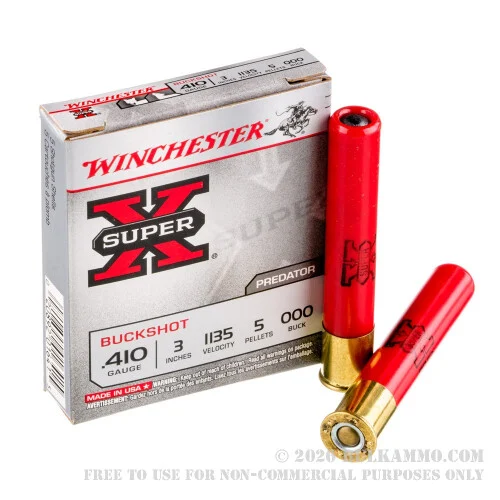 5 Rounds of .410 Ammo by Winchester Super-X -000 Buck