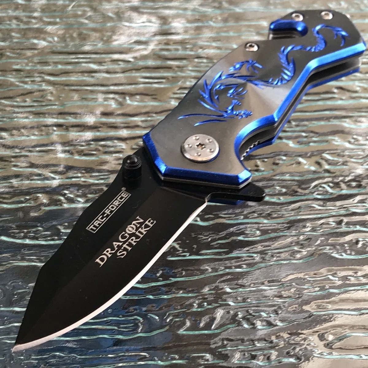 5.75″ Tac Force Speedster Model Dragon Strike Blue Dragon Pocket Knife