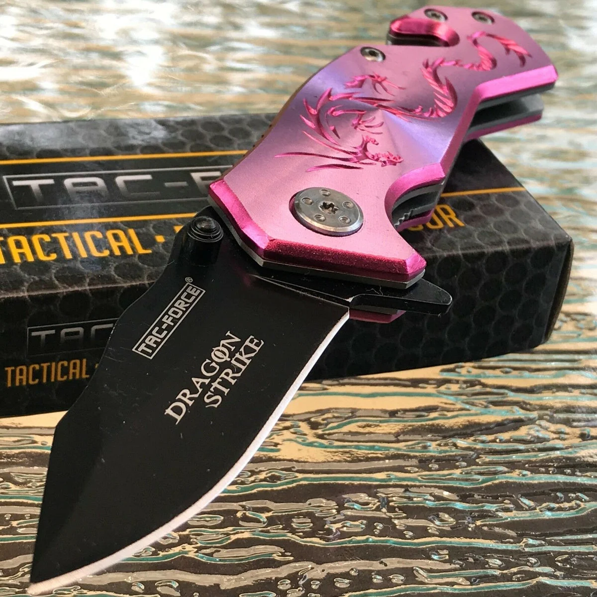 5.75″ Tac Force Speedster Model Pink Dragon Fantasy Pocket Knife