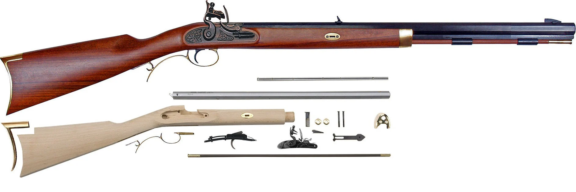 .50 Cal Investarm™ Hawken Carbine Rifle DIY Kit - 24" Barrel & Flintlock Ignition - IA4120K