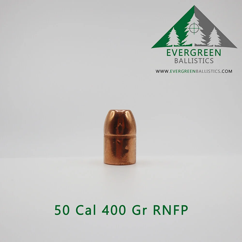 .50 Caliber (.500) 400 Grain Round Nose Flat Point Plated Bullets