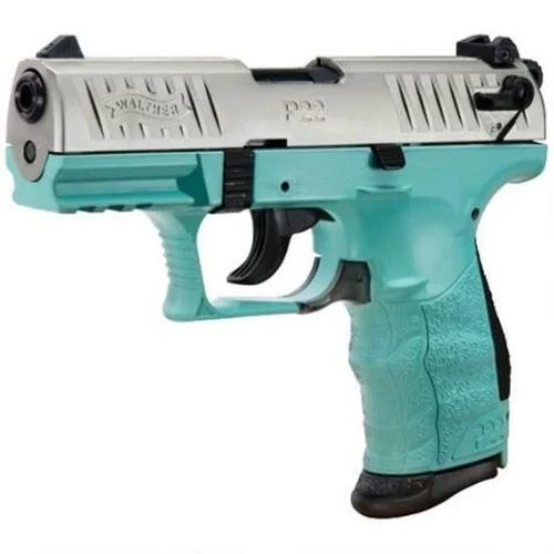 5120360: Walther USA P22 Semi Auto Pistol .22LR 3.4in. 10Rds Polymer Frame Nickel/Angel Blue