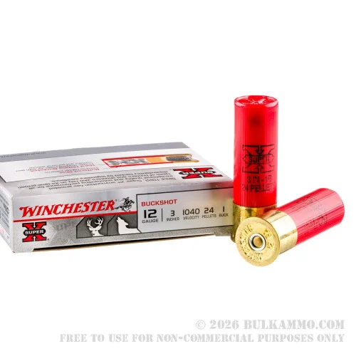 5 Rounds of 12ga 3" Ammo by Winchester -#1 Buck