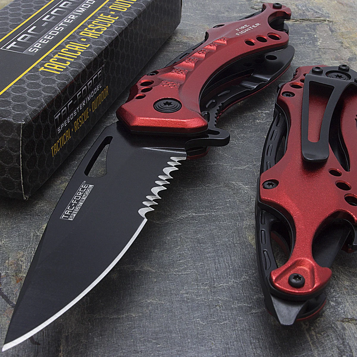 8″ TAC FORCE ASSISTED OPEN FIRE FIGHTER POCKET KNIFE (TF-705RD)