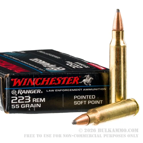 200 Rounds of .223 Ammo by Winchester Ranger - 55gr PSP