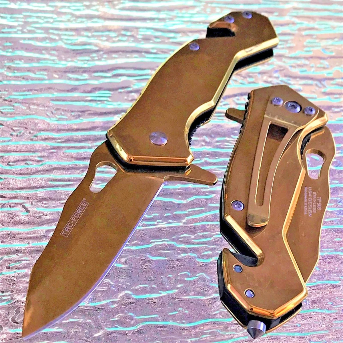 6.5″ Tac Force Speedster Model Mini Gold Tactical Pocket Knife