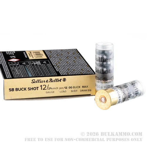 250 Rounds of 12ga Ammo by Sellier & Bellot -00 Buck 1-1/4 oz