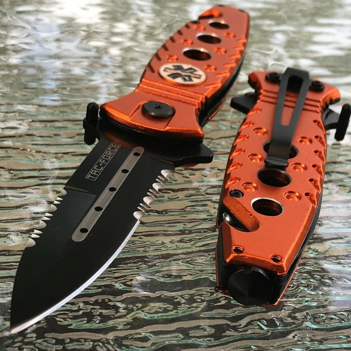 7.75″ Tac Force Emergency EMS EMT Rescue Orange Pocket Knife