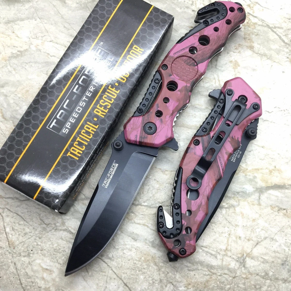 7.75″ TAC FORCE SPRING ASSISTED TACTICAL PINK CAMO FOLDING POCKET KNIFE BLADE