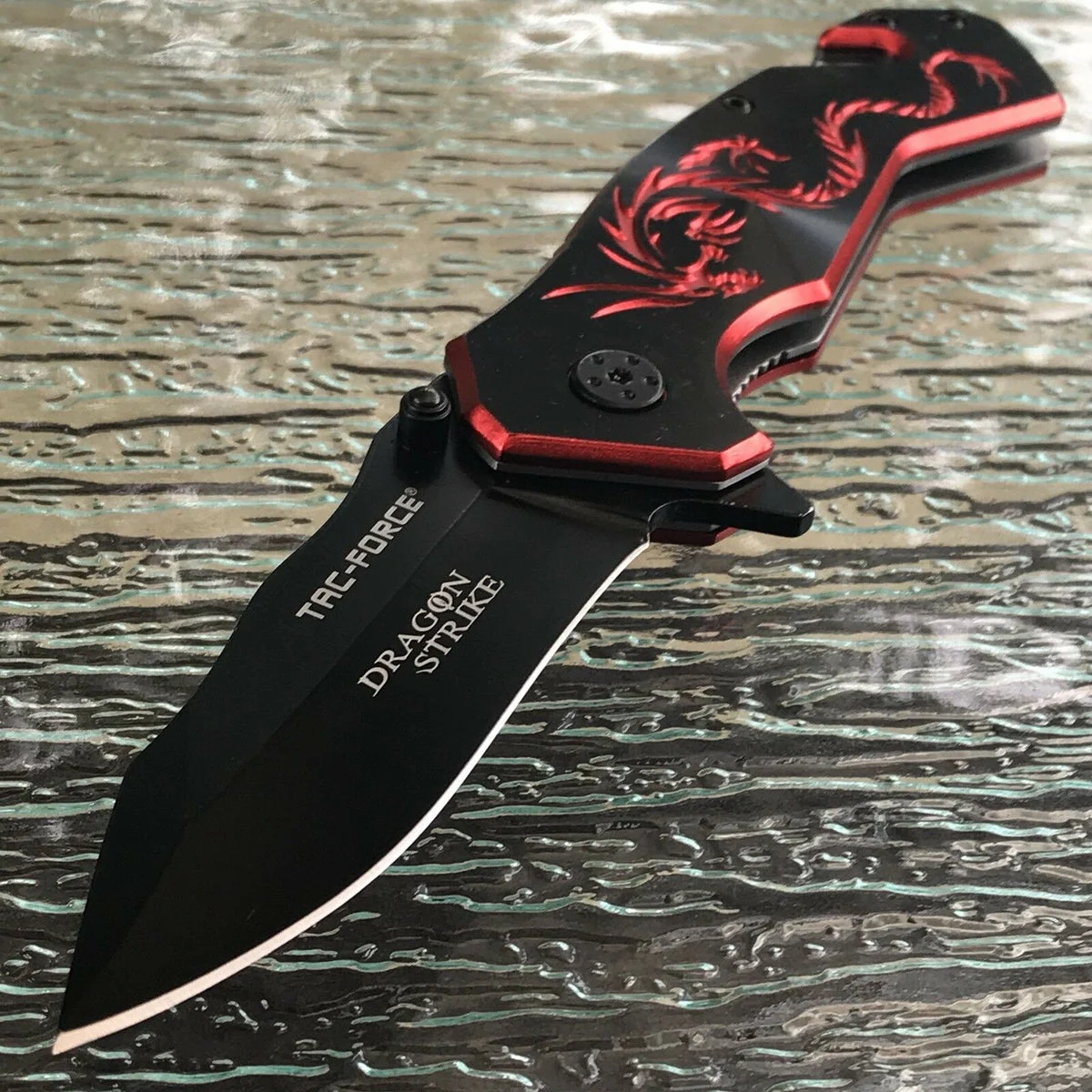 7.75″ TAC FORCE SPRING ASSISTED TACTICAL RED DRAGON Rescue Folding Pocket Knife