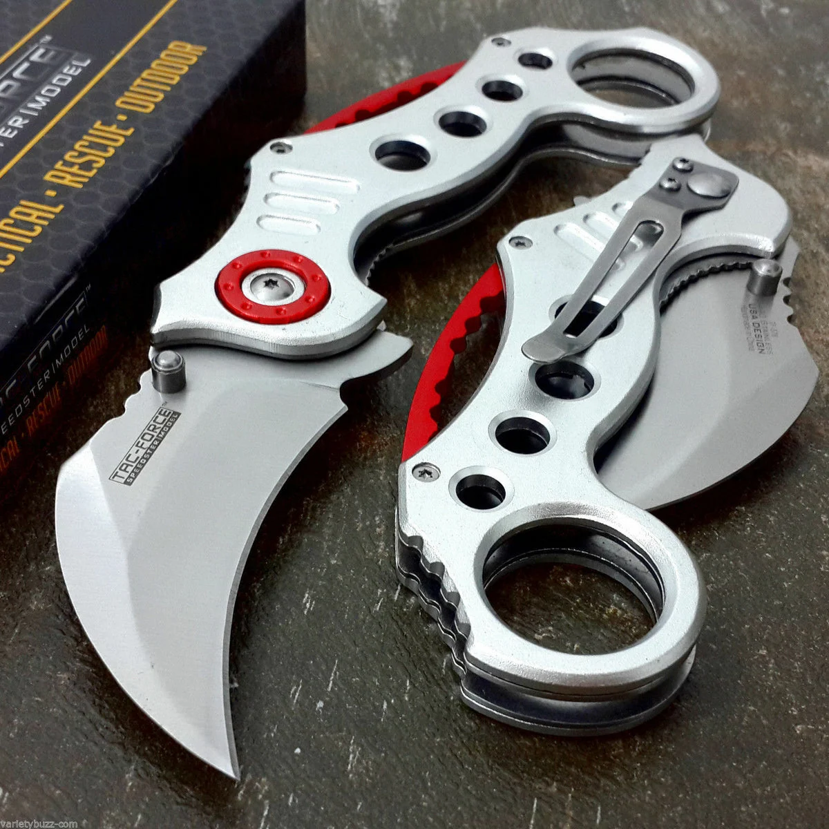 7.75″ Tac Force White & Red Ninja Karambit Pocket Knife