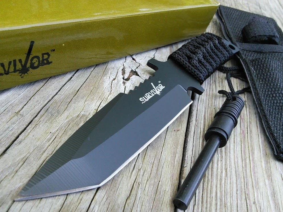 7″ Survivor Fixed Tanto Blade Survival Knife w/ Fire Starter (HK-760)