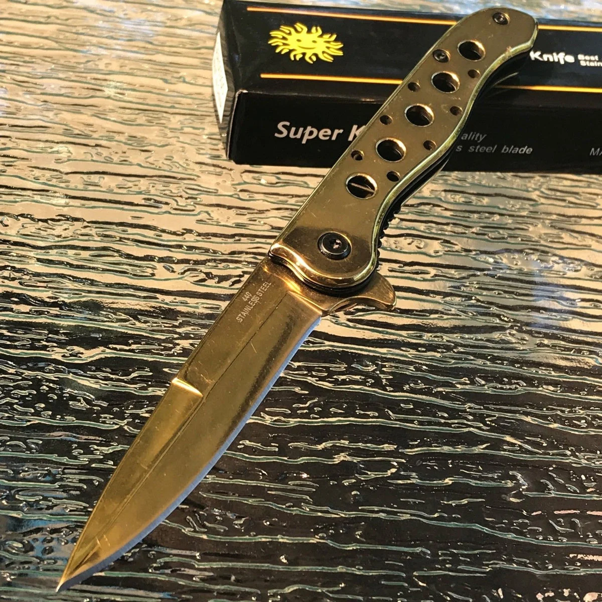7″ TAC FORCE GOLD SPECTRUM OUT DOOR ASSISTED FOLDING POCKET KNIFE 300382GD