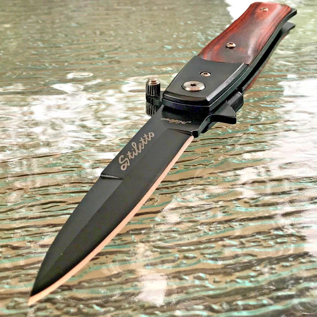 7″ Tac Force Pakkawood Mini Milano Stiletto Pocket Knife (TF-438WB)