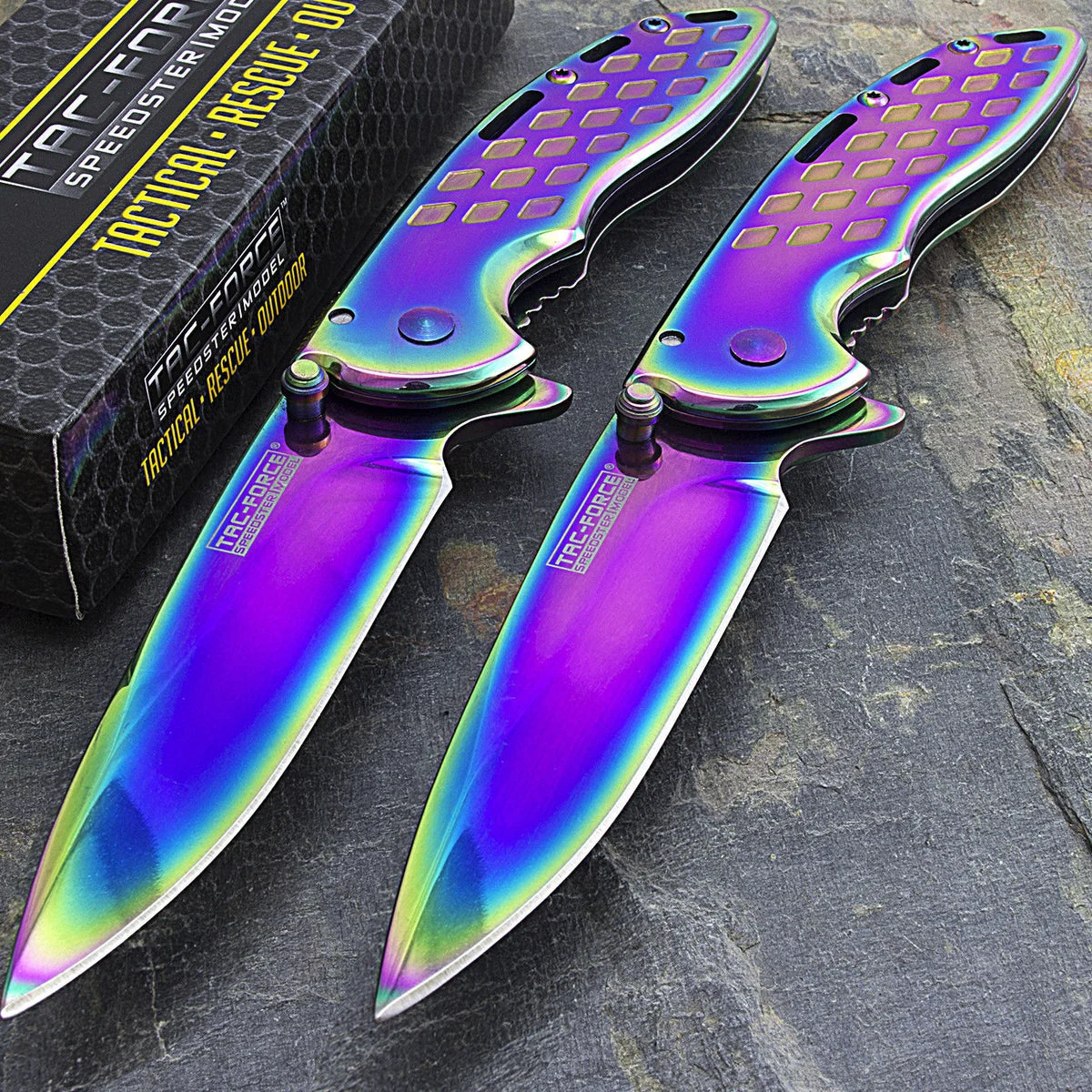 7″ Tac Force Rainbow Mirror Assisted Pocket Knife (TF-863RB)