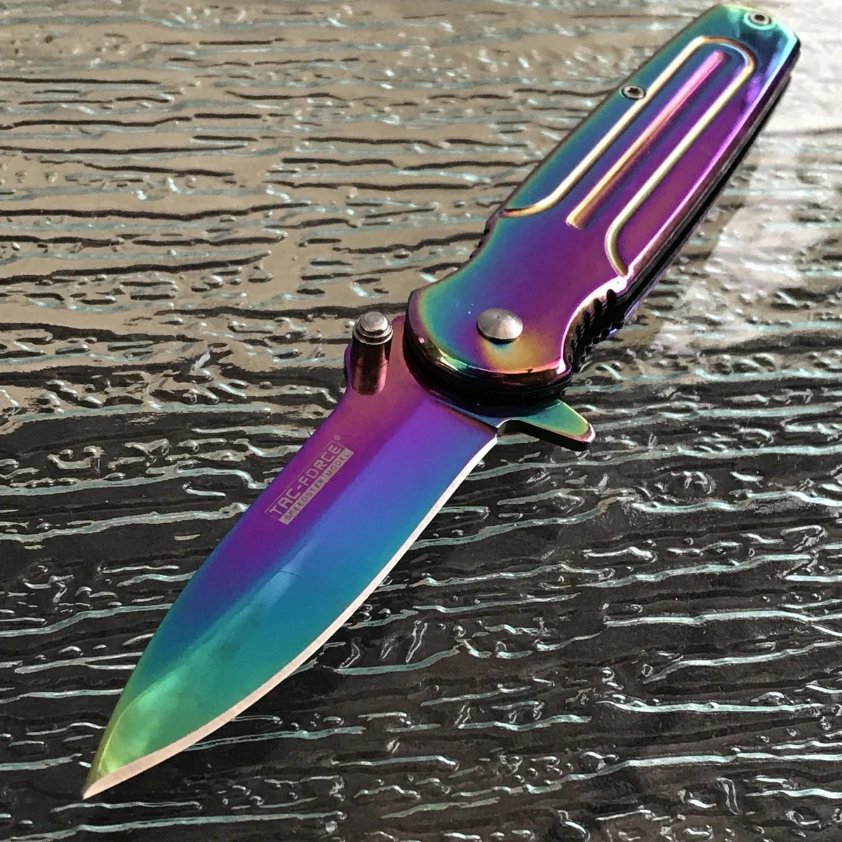 7″ Tac Force Rainbow Titanium Spring Assisted Pocket Knife TF-843