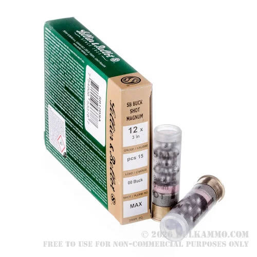 250 Rounds of 12ga 3" Ammo by Sellier & Bellot -00 Buck