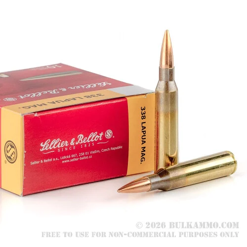 100 Rounds of .338 Lapua Ammo by Sellier & Bellot - 250gr HPBT